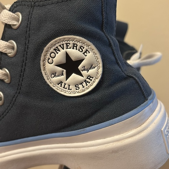 Converse All Satar Kids Navy Blue High-Top Sneakers - Picture 2 of 9